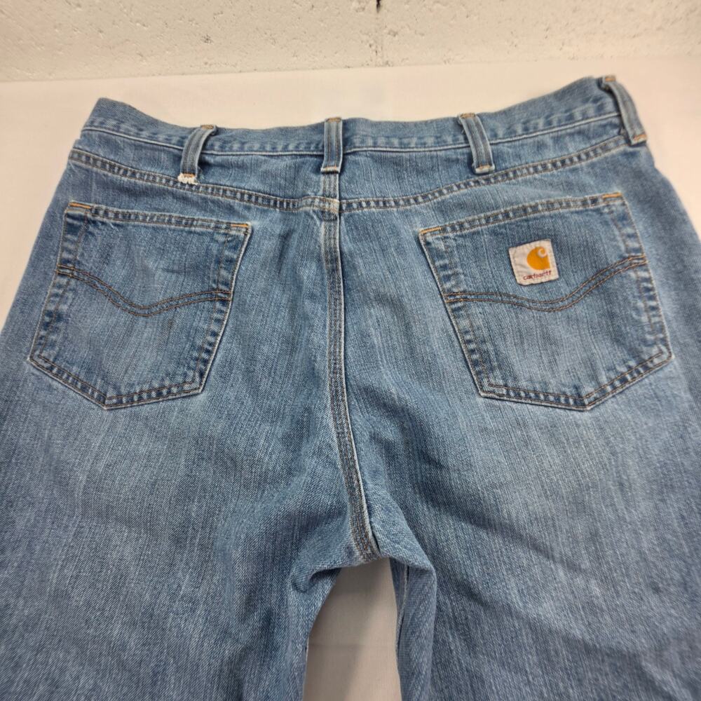 Carhartt Relaxed Fit Jeans Mens 38x30 Light Wash Distressed Workwear Denim Pants - Picture 14 of 14